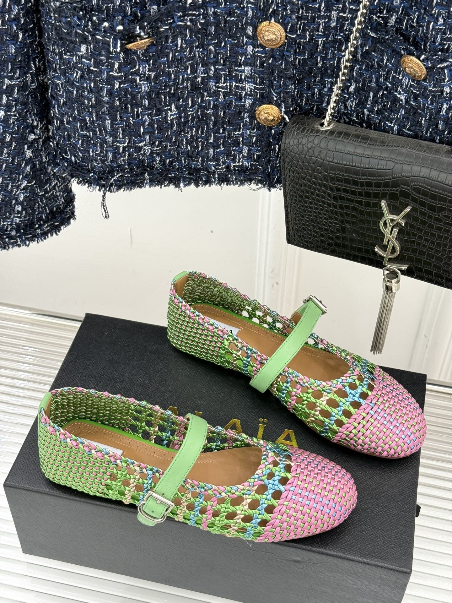 UA Alaïa Hollow Woven Mary Jane Flats(Customized Size 7-10 days production time)